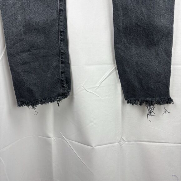 AGOLDE Toni Jeans Women's 27 Black Stretch Distressed Frayed Straight Mid Rise - Picture 12 of 16